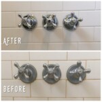 before and after shower handles