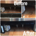 before and after under stove scrub
